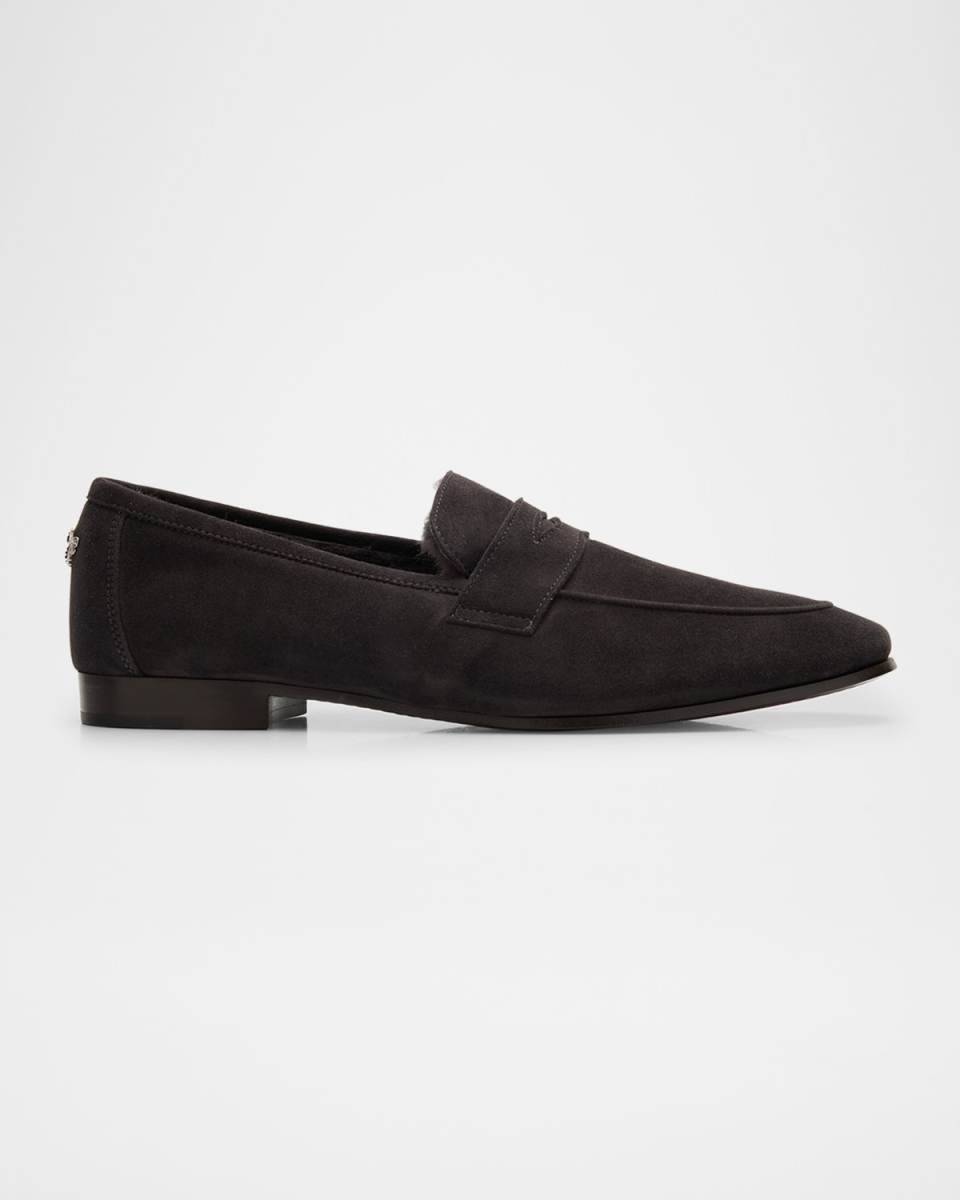 Flaneur Curly Shearling-Lined Suede Loafers